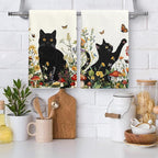 Accnicc 2 Pack Black Cat Bathroom Hand Towels Decorative Spring Floral Dish - Image 2