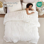 weigelia Cream Comforter Set Full – Textured Ruched Cream Ivory Full Comforter - Image 4