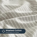 Wake In Cloud - Striped Cotton Duvet Cover Set, 100% Washed Cotton Textured - Image 6