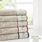 Madison Park Serene 100% Cotton Bath Towel Set Luxurious Floral Decorative - Image 6