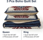 Dintszyayue Queen Quilt Set 3 Piece Boho Aztec Texture Bedspread Coverlet Set - Image 8