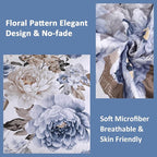 WONGS BEDDING Floral Quilt Set Blue Queen Size 3 Pieces Elegant Botanical Print - Image 4