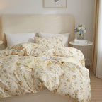 mixinni Aesthetic Floral Duvet Cover Set King Size, Farmhouse Boho Yellow - Image 3