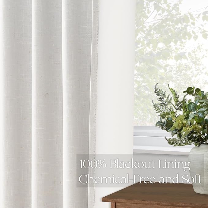 Topfinel 94 Inches Long Full Blackout Linen Curtains - Image 5