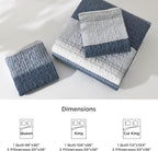 Litanika Queen Quilt Set Navy Blue, Stripe Patchwork Bedspread Coverlet 3 Pieces - Image 6