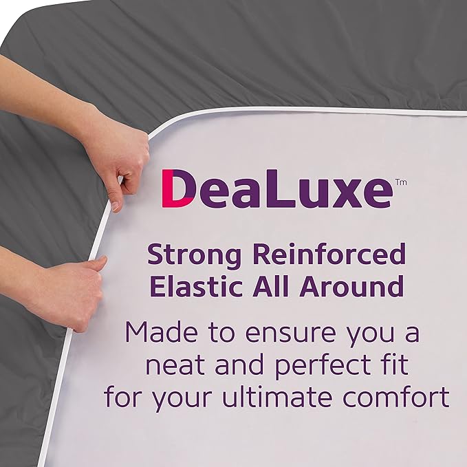 Twin Deep Pocket Fitted Sheet 21' Twin Size Dark Grey Perfectly Fits 17'23' - Image 4