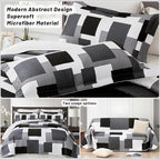 Tyrot 3 Piece Black Grey Quilt Set King Size Black White Gray Geometric - Image 3