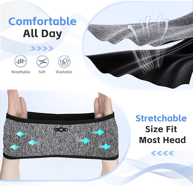 2 Pack Sleep Headphones Bluetooth 6.0 Headband, 20Hr Headband Headphones - Image 5