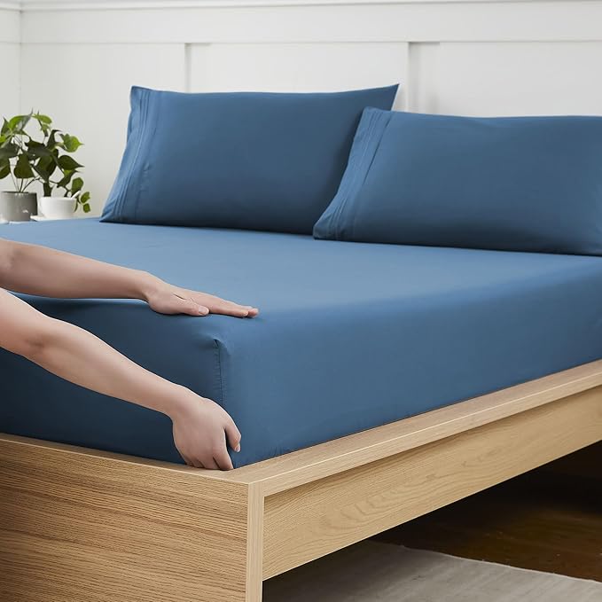 Twin Fitted Sheet Only with Full Elastic & Built in Corner Sheet Straps to by SweetHomeCollection
