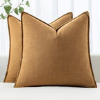 MIULEE Decorative Linen Euro Sham Pillow Covers 22x22 Inch Hazel Boho Farmhouse by MIULEE