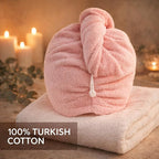 100% Turkish Cotton Hair Towel Wrap 2 Pack – Oeko-TEX Certified Quick Dry Turban - Image 5