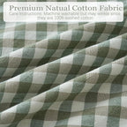 Green/White Plaid Ruffled Body Pillow Sham Washed Cotton Shabby Checkered - Image 5
