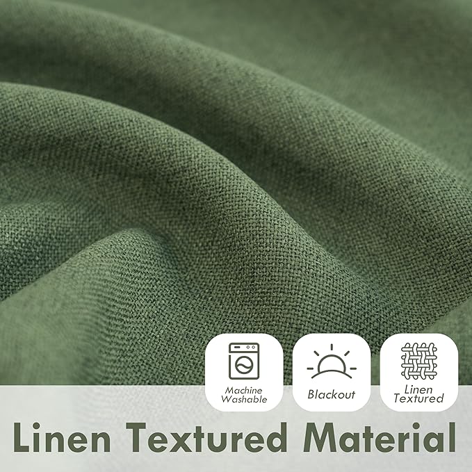 DriftAway Double Layer Linen Blackout Tie Up Curtains Thermal Insulated Fully - Image 5