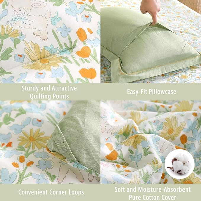 LEMIROE Floral Cotton Comforter Twin Size 2Pcs - Image 5