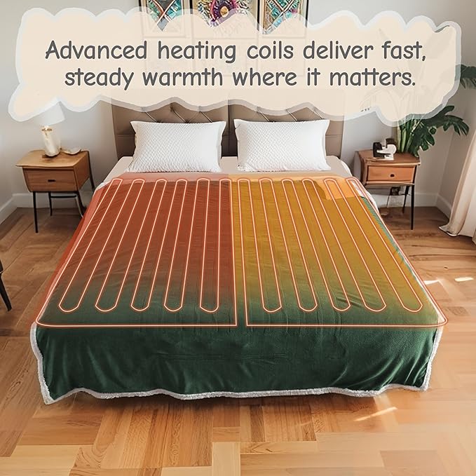 Electric Heated Blanket Full Size 72"x84", Soft Flannel - Image 5