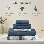 Modern Threads Floral Trail 6-Piece 100% Cotton Towel Set – Reversible Yarn - Image 3