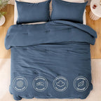Love's cabin Navy Blue King Size Comforter Set, 3-Piece Prewashed Bed Set - Image 3