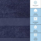 White Classic Luxury Soft Navy Bath Sheet Towels - Image 7