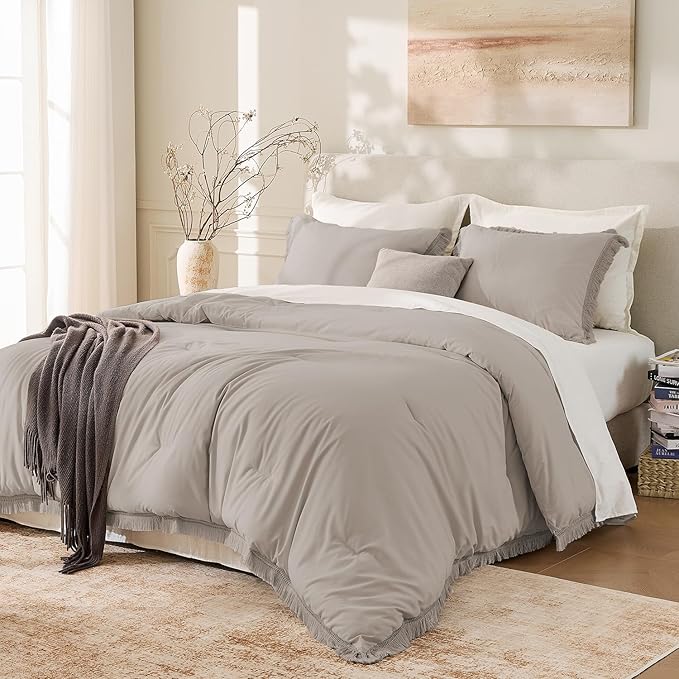 Andency Comforter Full Size Set Khaki, 3 Pieces Boho Winter Lightweight Bedding - Image 2