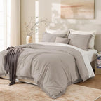 Andency Queen Comforter Set Heather Grey, 3 Pieces Boho Fall Tassel Lightweight - Image 2
