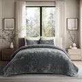 EVERGRACE Velvet Quilt Set Queen Size, Luxurious Soft Striped Channel Bedding by EverGrace