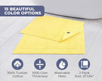 Hawmam Linen Yellow Bath Mats, 21 x 34 inches, Banded Design, Highly Absorbent - Image 3