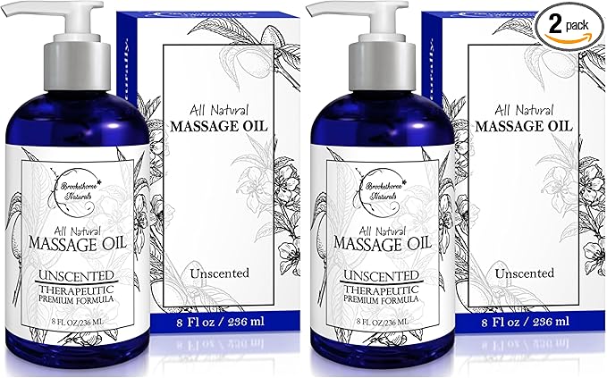 Unscented Massage Oil for Massage Therapy – 100% Natural Body Oil by BrookethorneNaturals