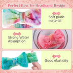 WSYUB Skincare Headband, Tie Dye Color, Soft Coral Fleece, - Image 4