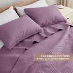 Exclusivo Mezcla King Size Quilt Bedding Set, Lightweight Dusty Lavender Quilts - Image 3