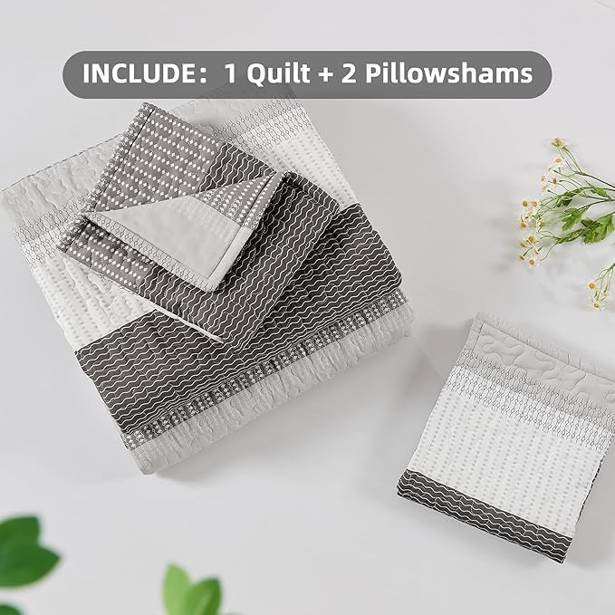 Andency King Size Quilt Set Dark Grey, 3 Pieces Summer Ultra Soft Lightweight - Image 8