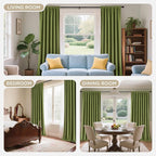Joydeco Moss Green 100% Blackout Curtains 96 Inch 2 Panels, Luxury Thermal - Image 8