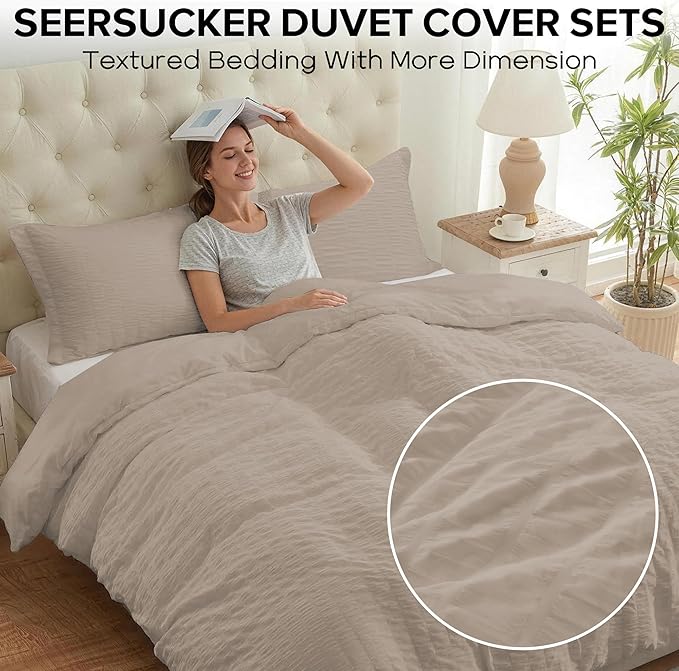 Cozyide Linen Duvet Cover Full Size, 3 Pieces Bedding Duvet Covers, Soft - Image 2
