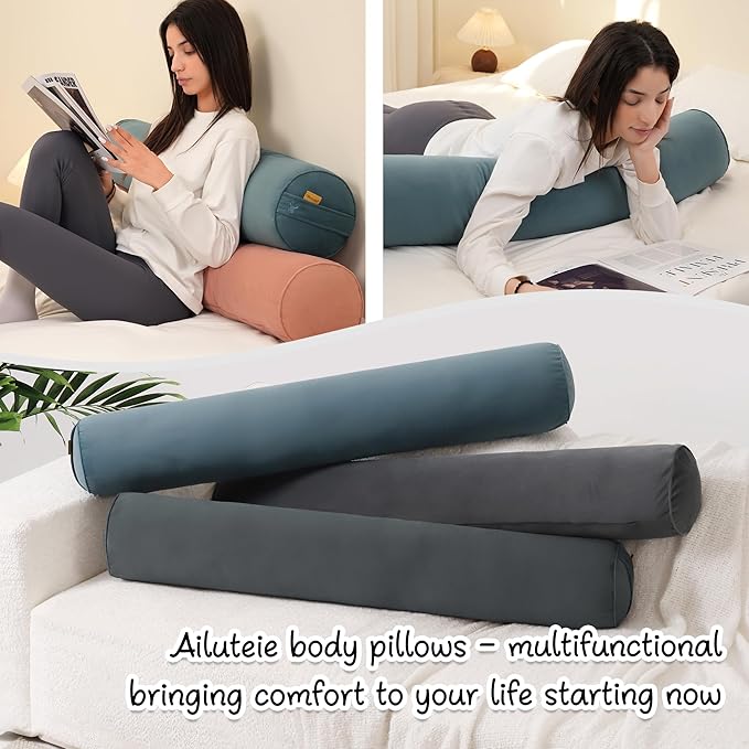 Long Round Body Pillow for Adults – Bolster Pillow for Bed, Cervical Roll Pillow - Image 7