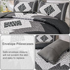 Dintszyayue Black Quilt Set Boho King Size, 3 Piece Aztec Texture Bedspread - Image 5
