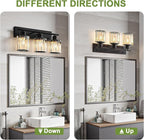 Vanity Light, 3-Light Modern Crystal Black Bathroom Light - Image 6