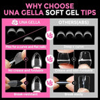 UNA GELLA Short Almond Fake Nails 216pcs Pre-shape Gel Acrylic Nail Tips - Image 6
