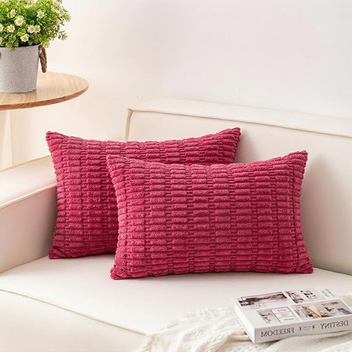 Aegero Pack of 2 Corduroy Decorative Throw Pillow Covers 12x24 Inch Soft by Unknown