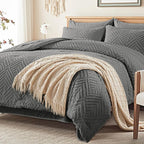 Zzlpp King Comforter Set 7 Pieces, Dark Grey Tufted Bed in a Bag - Image 2