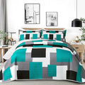 Tyrot 3 Piece Teal/Turquoise Quilt Set California King Size Black Grey by TyrotHomeDecor