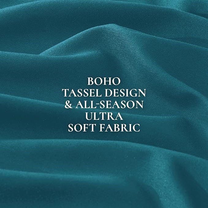Andency Turquoise Comforter Twin Size, 2 Pieces Boho Teal Tassel Lightweight - Image 9