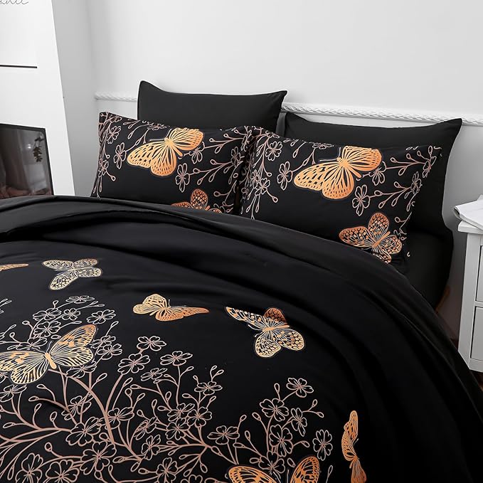 Yogeneg 7 Piece Bed in a Bag Full Size Comforter Set Black Bedding Set - Image 2