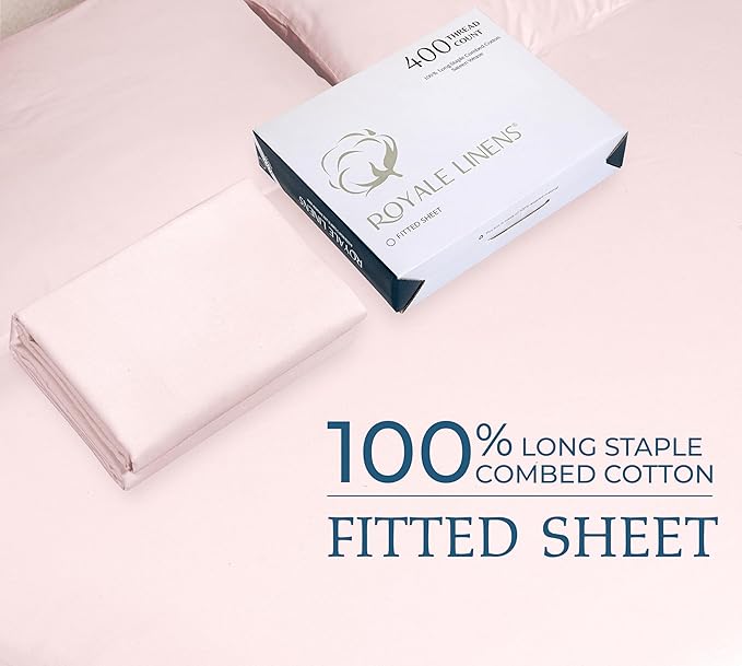 Royale Linens 400 Thread Count 100% American Grown Cotton Fitted Sheet Queen - Image 9