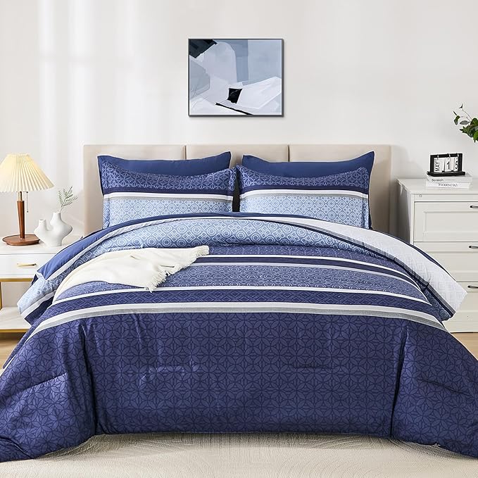 WONGS BEDDING Comforter Set King Size 7 Pieces, Patchwork Soft Lightweight - Image 3