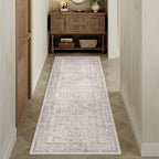 Light Brown Runner Rug 3x7 Hallway Machine Washable Kitchen Vintage Distressed - Image 5