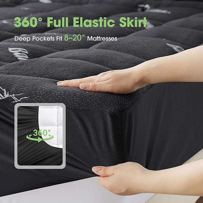 Mattress Pad Twin Size, Cooling Pillow Top Mattress Topper, Ultra Soft Viscose - Image 5