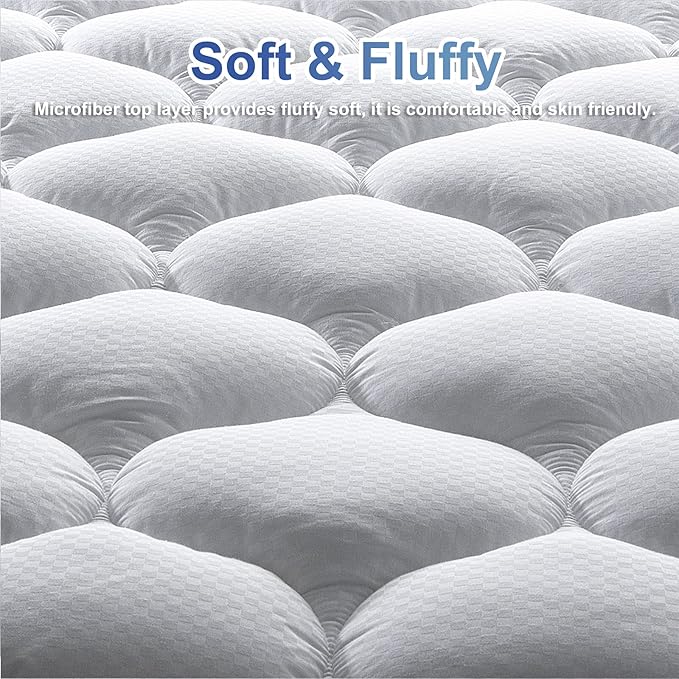 MATBEBY Bedding Quilted Fitted Full Mattress Pad Cooling Breathable Fluffy Soft - Image 2