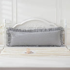 Grey/White Plaid Ruffled Checkered Body Pillow Sham 20x54 inches 1 Piece - Image 2