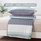 Andency Oversized King Quilt Bedding Set, 120x98Inch Sage Green Stripe - Image 7