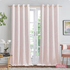 Beauoop Pink Floral Jacquard Blackout Curtains 108 Inches Long 2 Panels - Image 2