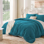 Andency Turquoise Comforter Twin Size, 2 Pieces Boho Teal Tassel Lightweight by Andency